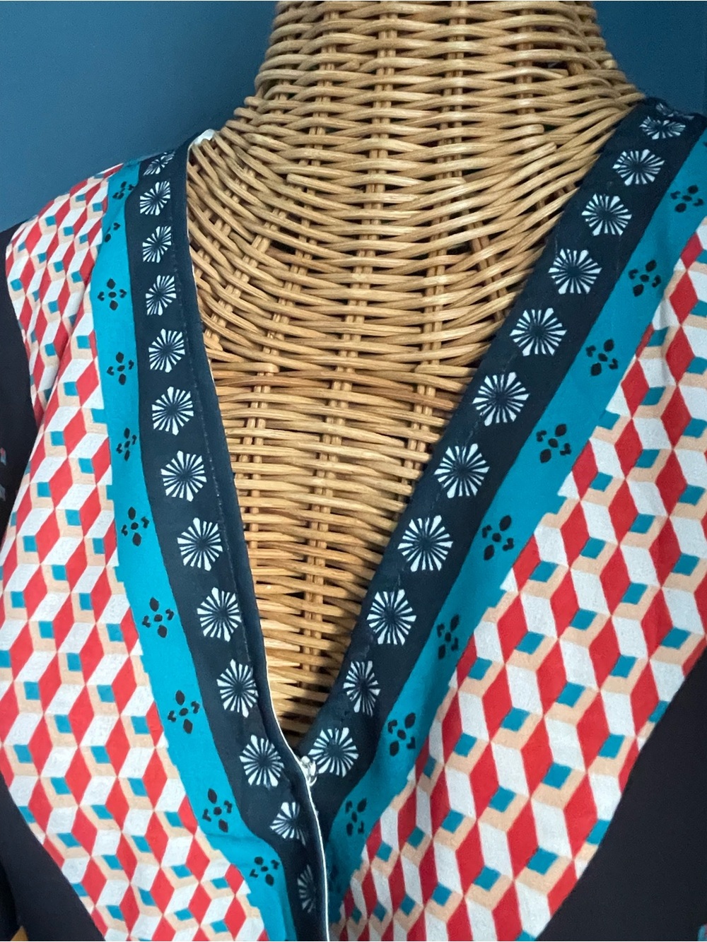 Jealous Tomato Boho Cropped Faux Wrap Top Back Size Small Black Red Teal - Picture 4 of 11